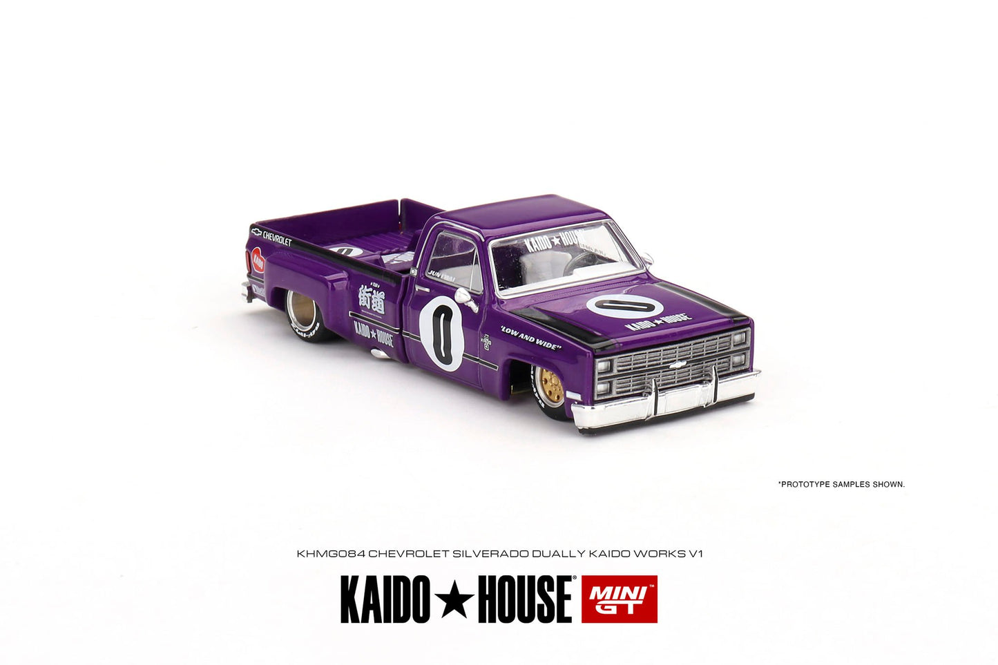 Mini GT x Kaido House 1983 Chevy Silverado Dually V1 in Purple