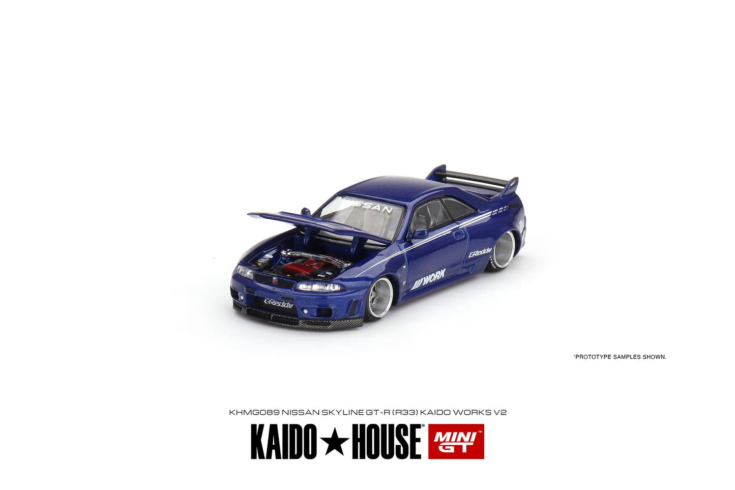 Mini GT x Kaido House Nissan Skyline GT-R (R33) Kaido Works V2 in Blue