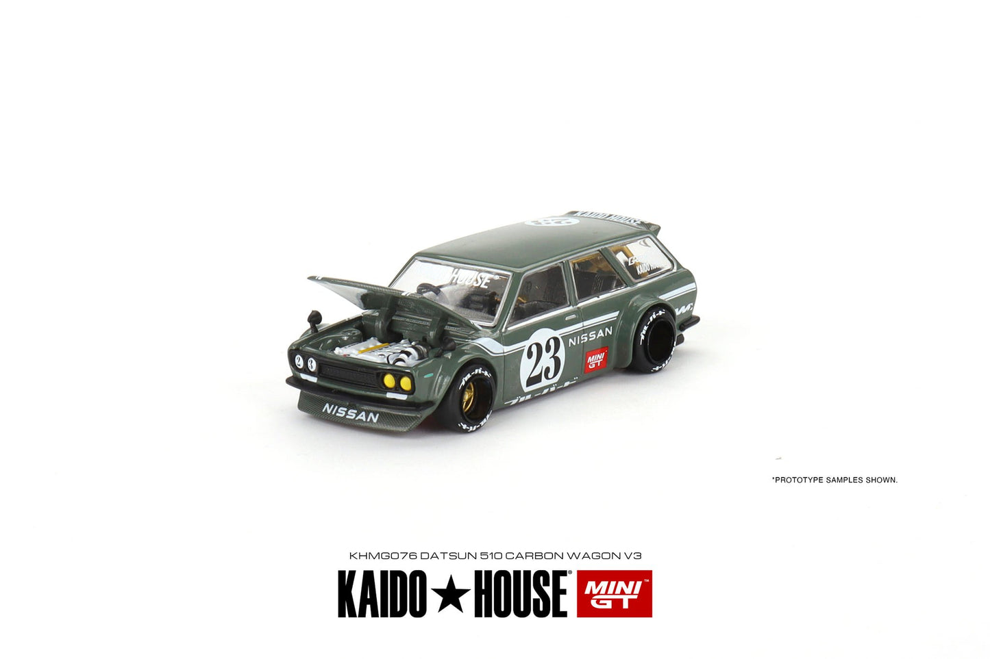 Mini GT x Kaido House Datsun 510 Carbon Fiber V3 in Green