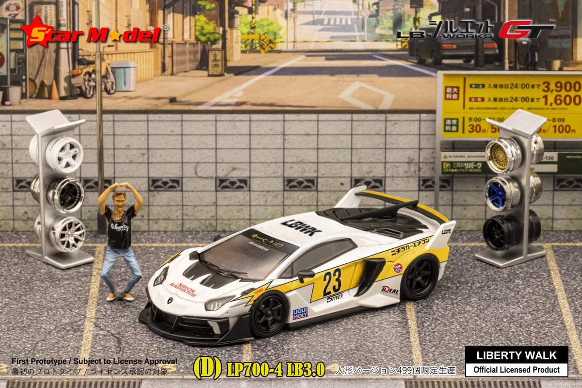 Star Model 1/64 LBWK LB-Silhouette WORKS Lamborghini Aventador GT Evo LP700-4 in White Lightning #23 Livery