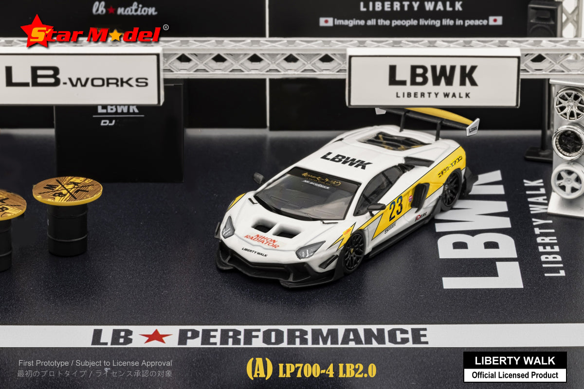Star Model 1/64 LBWK LB-Silhouette WORKS Lamborghini Aventador LP700-4 in White Lightning #23 Livery