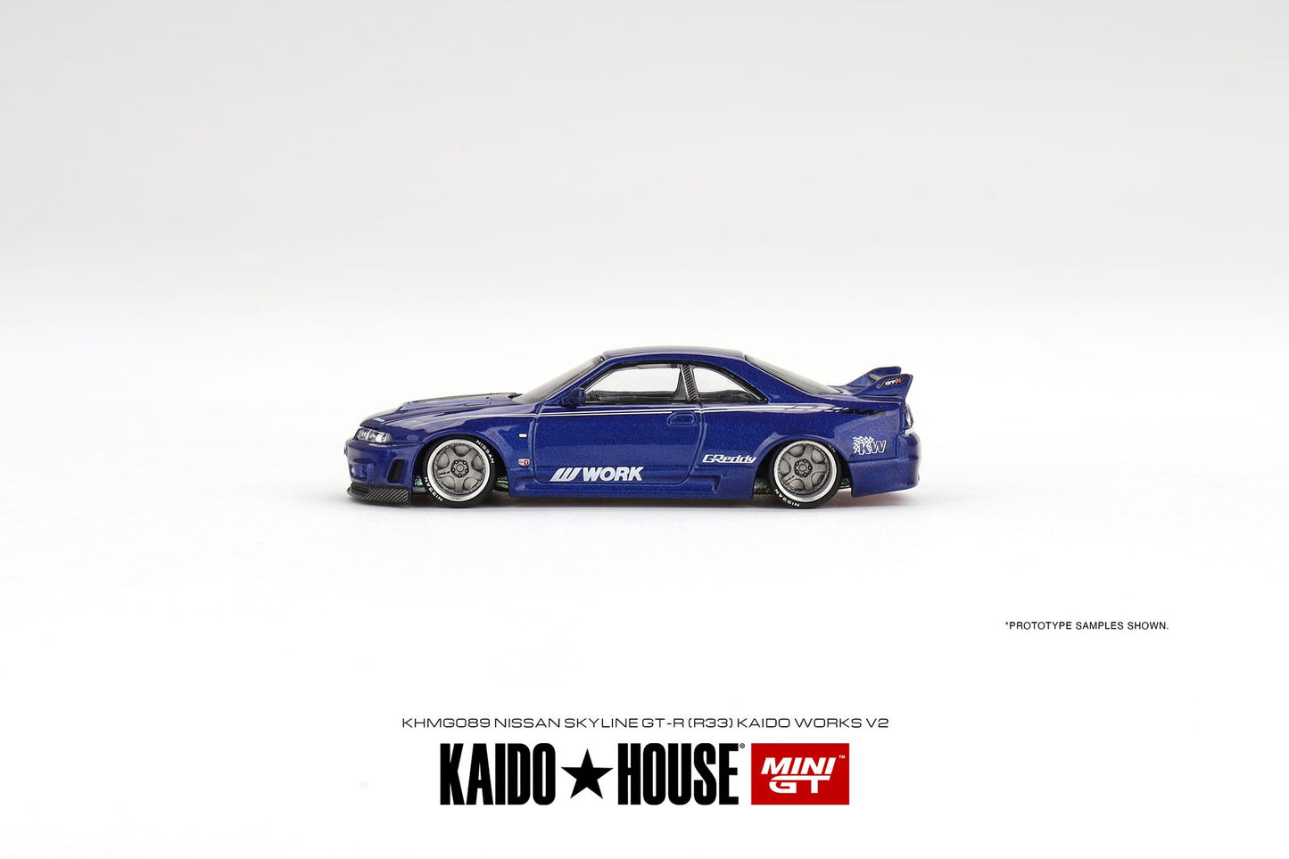 Mini GT x Kaido House Nissan Skyline GT-R (R33) Kaido Works V2 in Blue