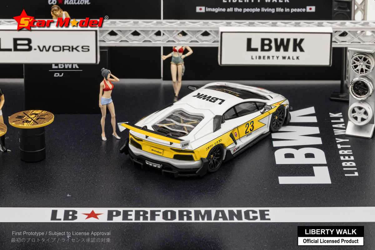 Star Model 1/64 LBWK LB-Silhouette WORKS Lamborghini Aventador LP700-4 in White Lightning #23 Livery
