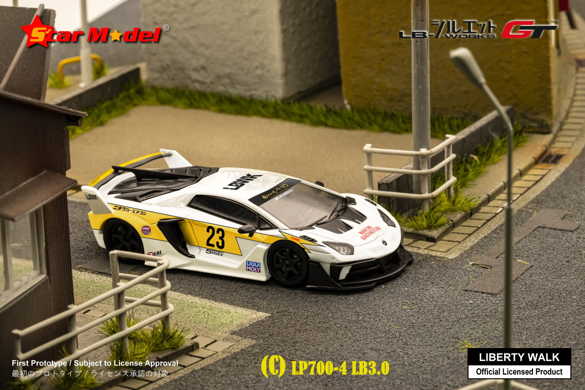 Star Model 1/64 LBWK LB-Silhouette WORKS Lamborghini Aventador GT Evo LP700-4 in White Lightning #23 Livery
