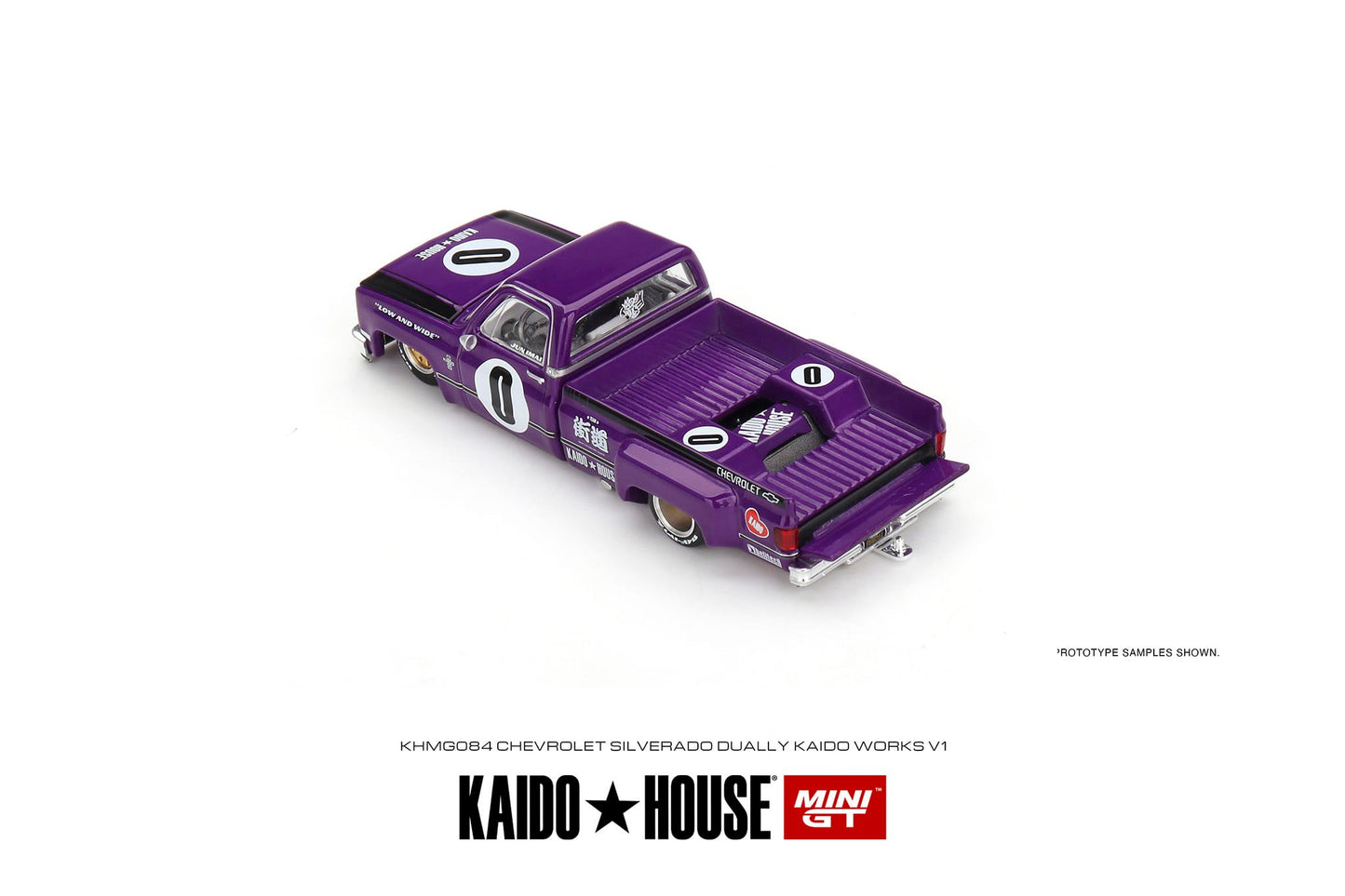 Mini GT x Kaido House 1983 Chevy Silverado Dually V1 in Purple