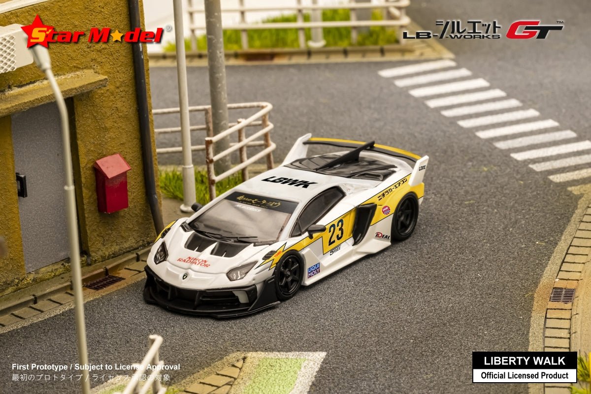 Star Model 1/64 LBWK LB-Silhouette WORKS Lamborghini Aventador GT Evo LP700-4 in White Lightning #23 Livery