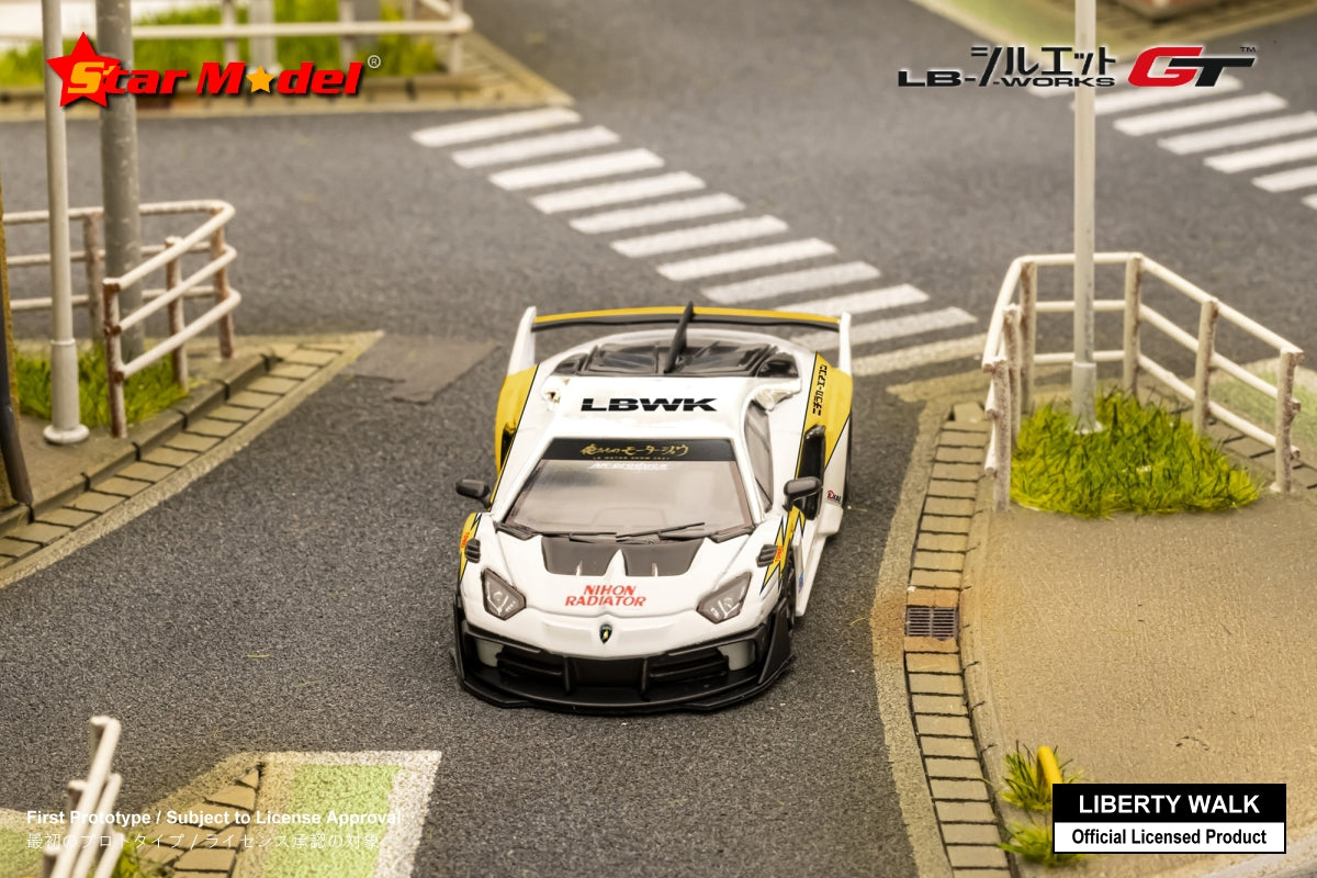 Star Model 1/64 LBWK LB-Silhouette WORKS Lamborghini Aventador GT Evo LP700-4 in White Lightning #23 Livery