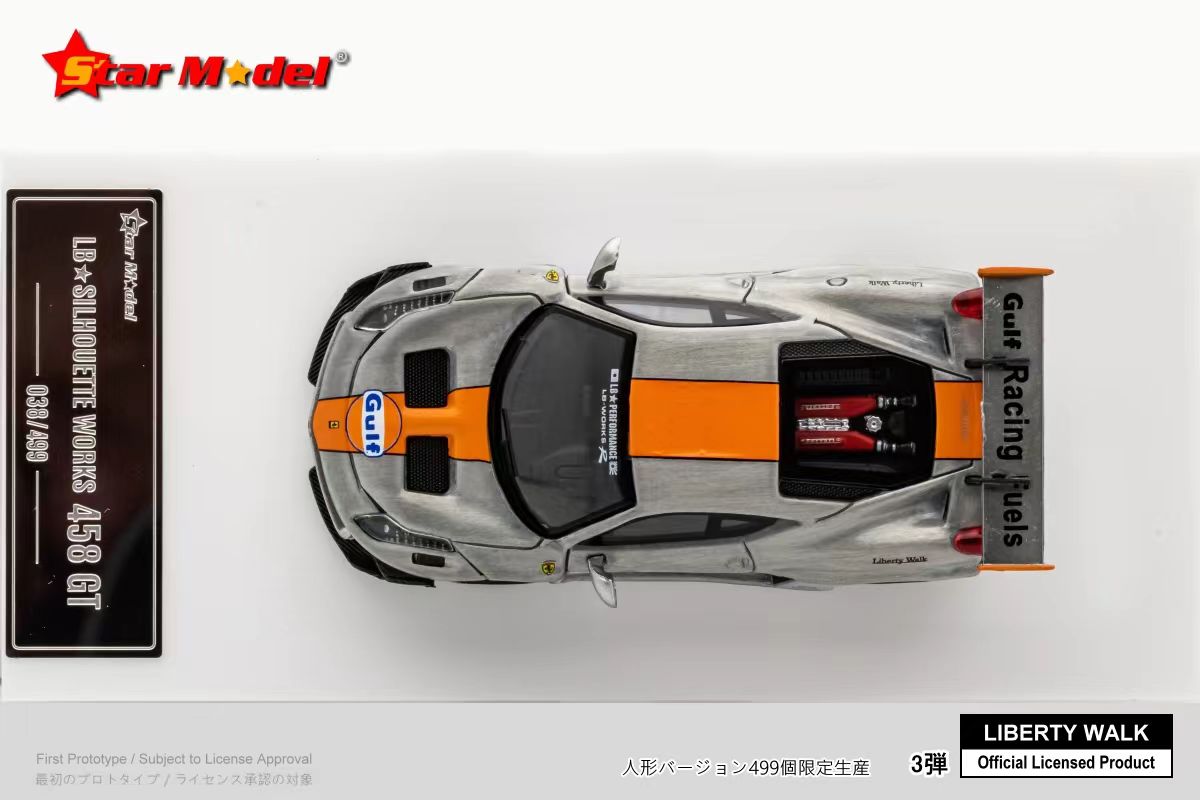 Star Model 1/64 LBWK LB-Silhouette WORKS Ferrari 458GT in Raw Gulf Livery
