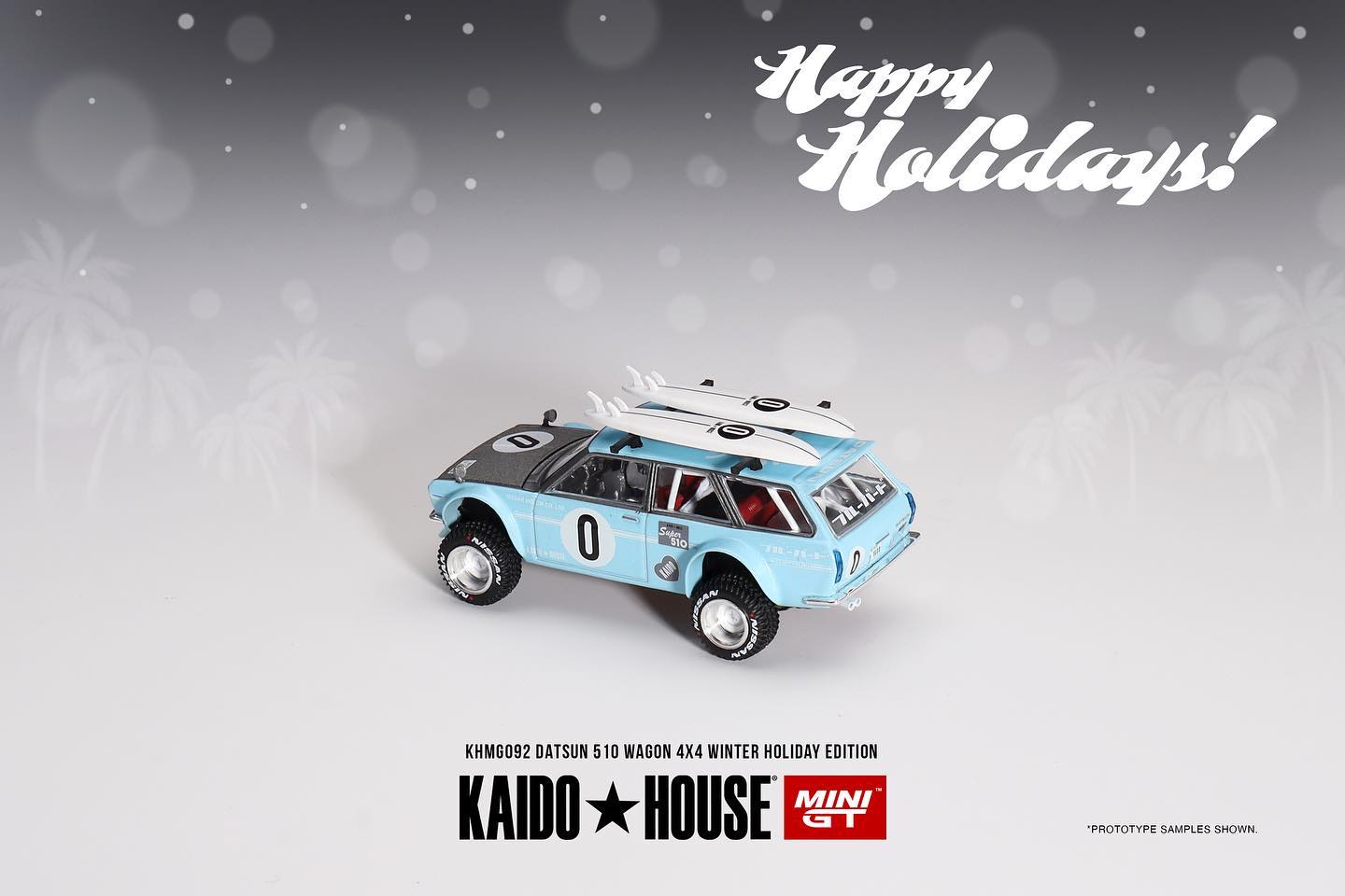 Mini GT x Kaido House Datsun 510 Wagon 4x4 Winter Holiday Edition
