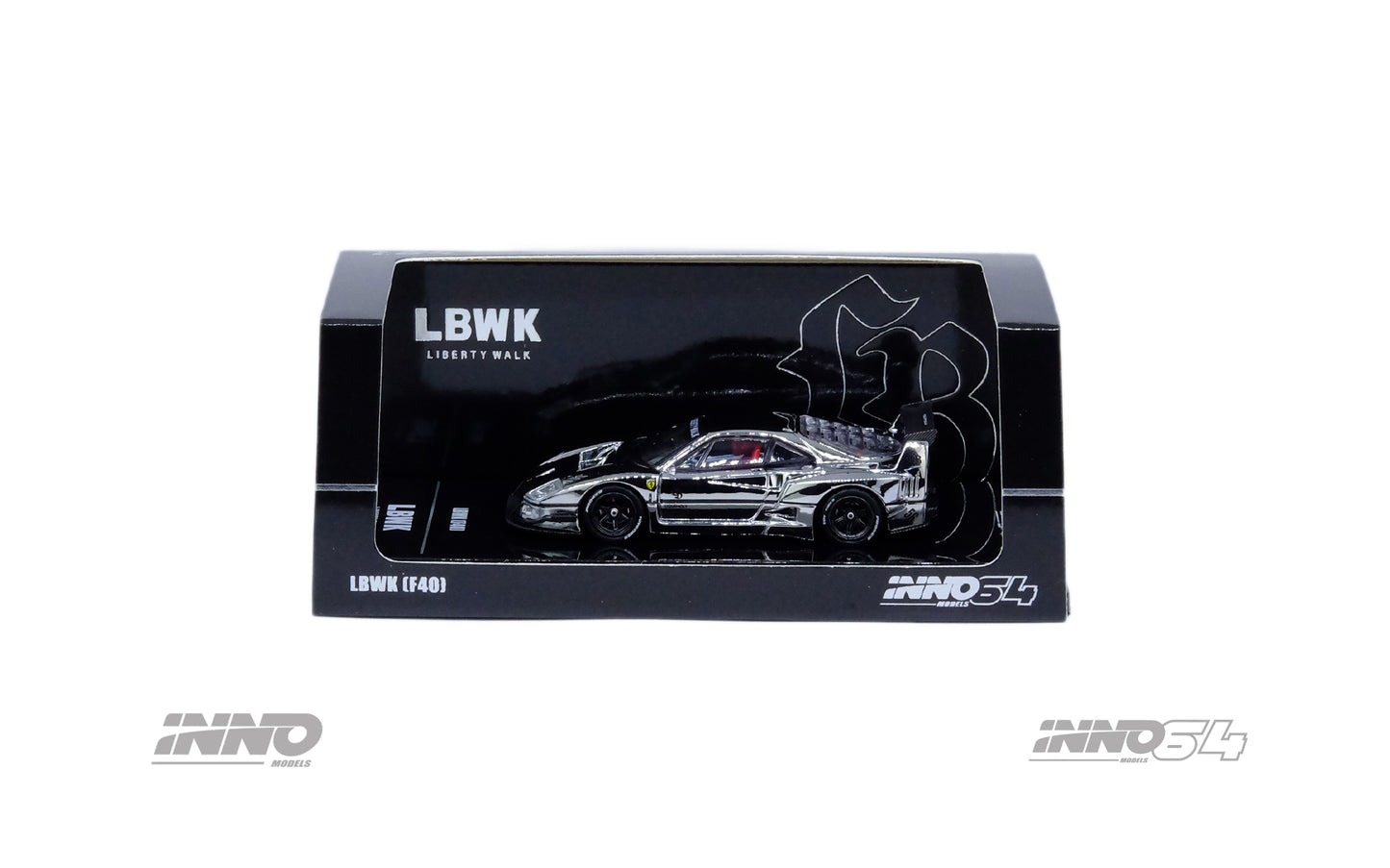 Inno64 LBWK Ferrari F40 in Chrome Silver - Hobby Expo China 2024