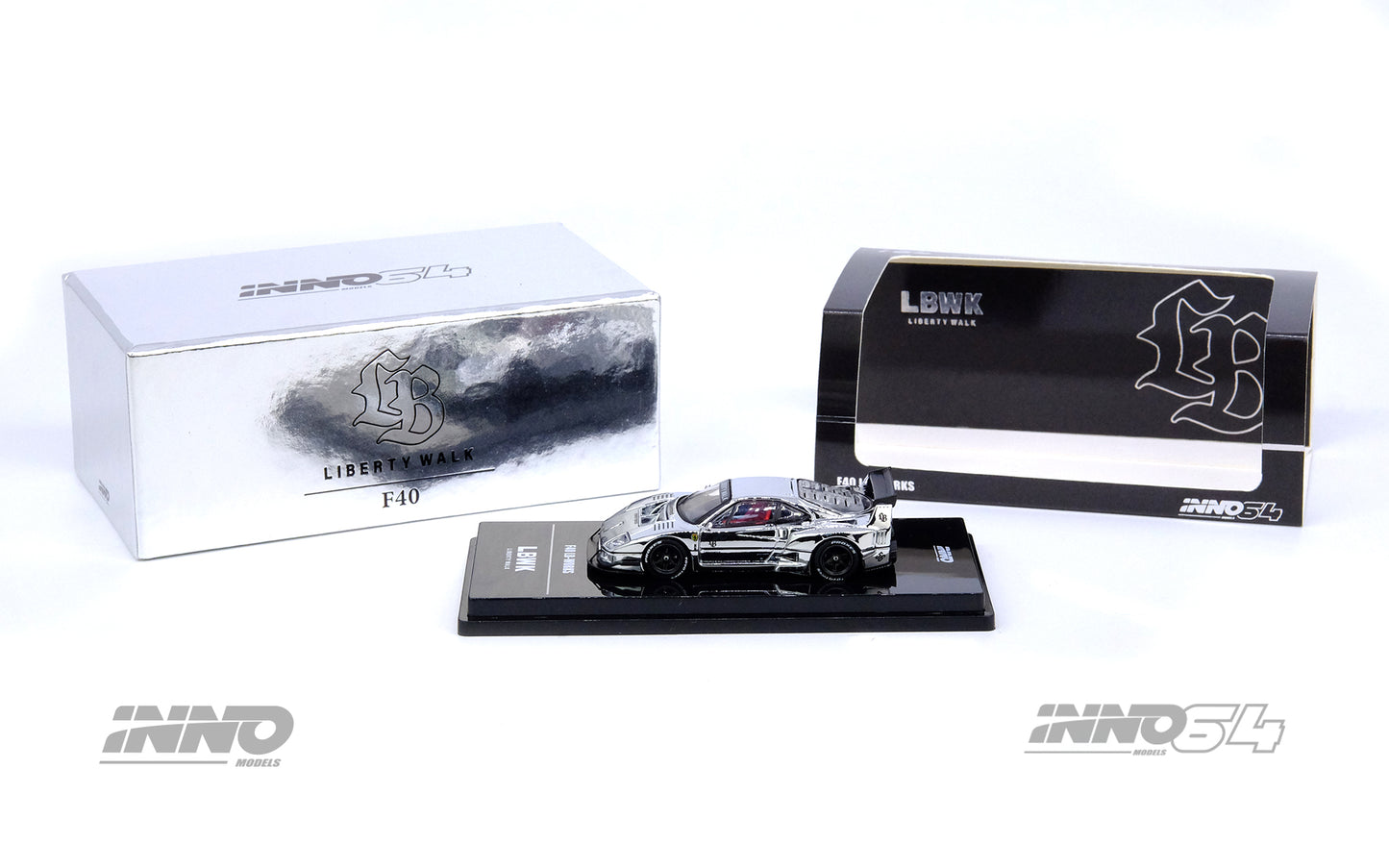 Inno64 LBWK Ferrari F40 in Chrome Silver - Hobby Expo China 2024