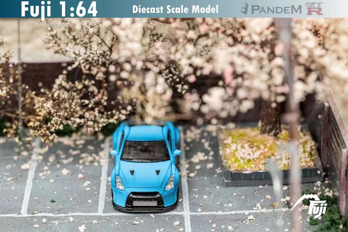 Fuji 1/64 Nissan GT-R (R35) Rocket Bunny Widebody in Light Tron Baby Blue (Dirty)