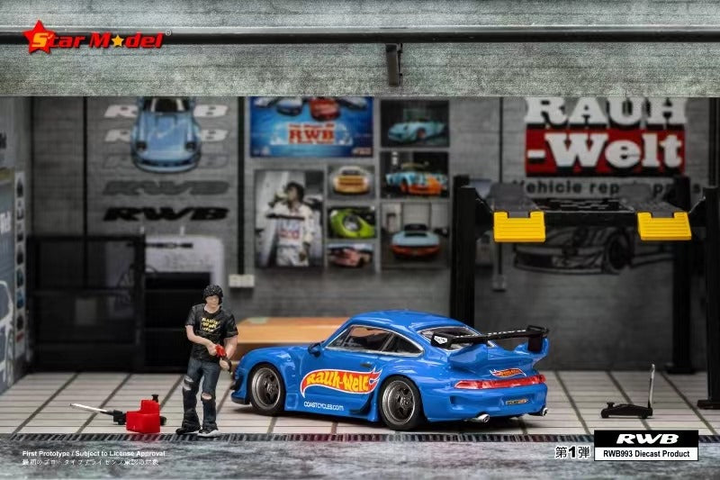 Star Model 1/64 Porsche 911 RWB993 GT Wing in Blue Rauh Livery