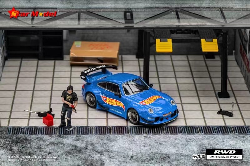 Star Model 1/64 Porsche 911 RWB993 GT Wing in Blue Rauh Livery