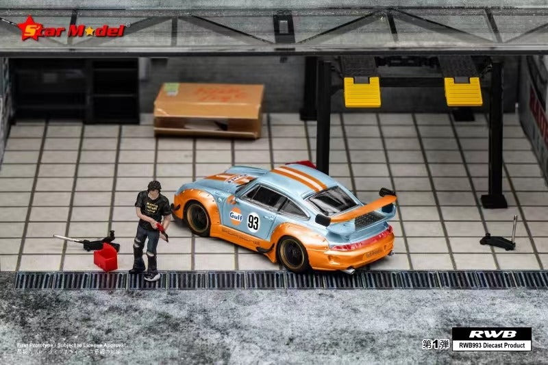 Star Model 1/64 Porsche 911 RWB993 GT Wing in "RLC" Gulf Livery