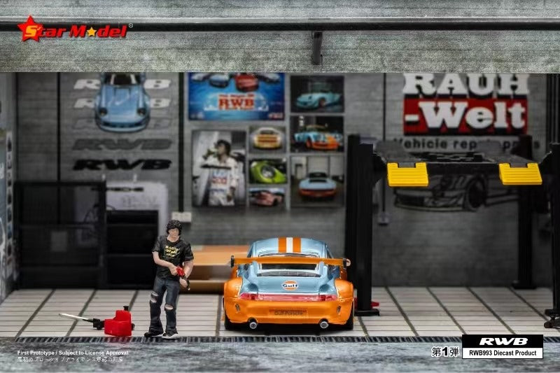 Star Model 1/64 Porsche 911 RWB993 GT Wing in "RLC" Gulf Livery