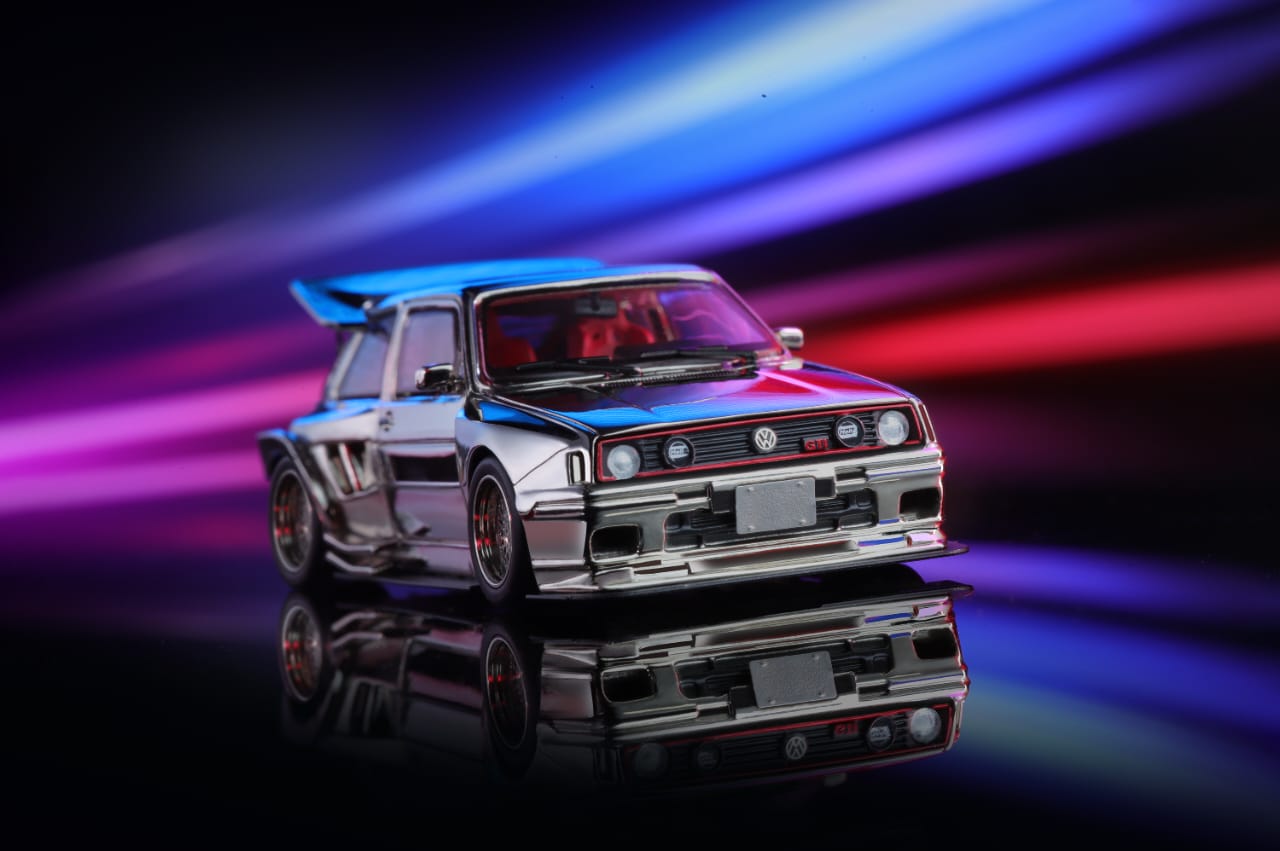 Liberty64 1/64 Volksagen Golf GTI MK2 Lowride in Silver Chrome