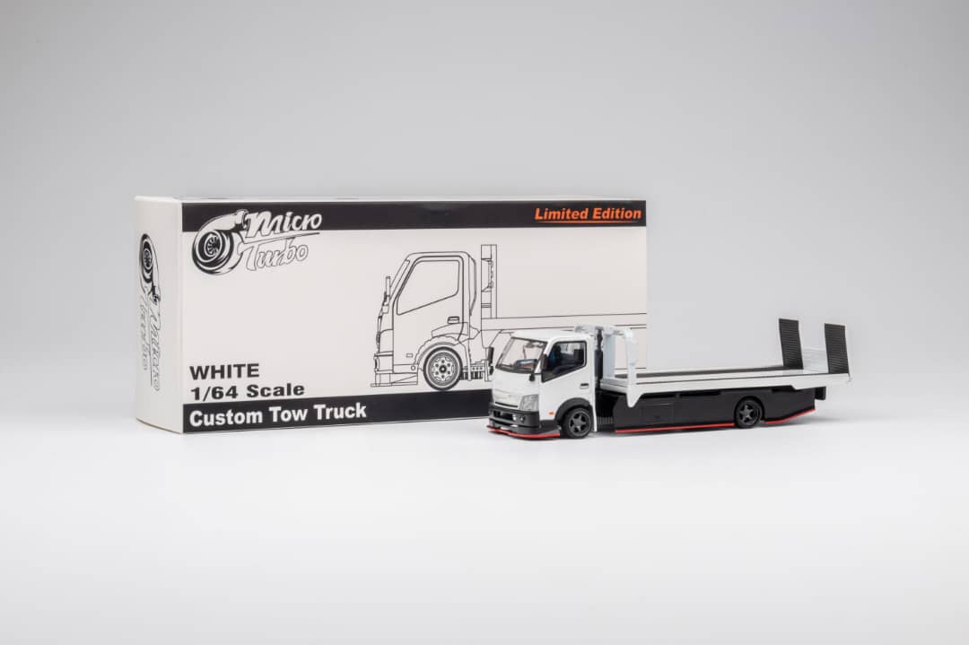 Micro Turbo 1/64 Hino Flat Bed in Metallic White
