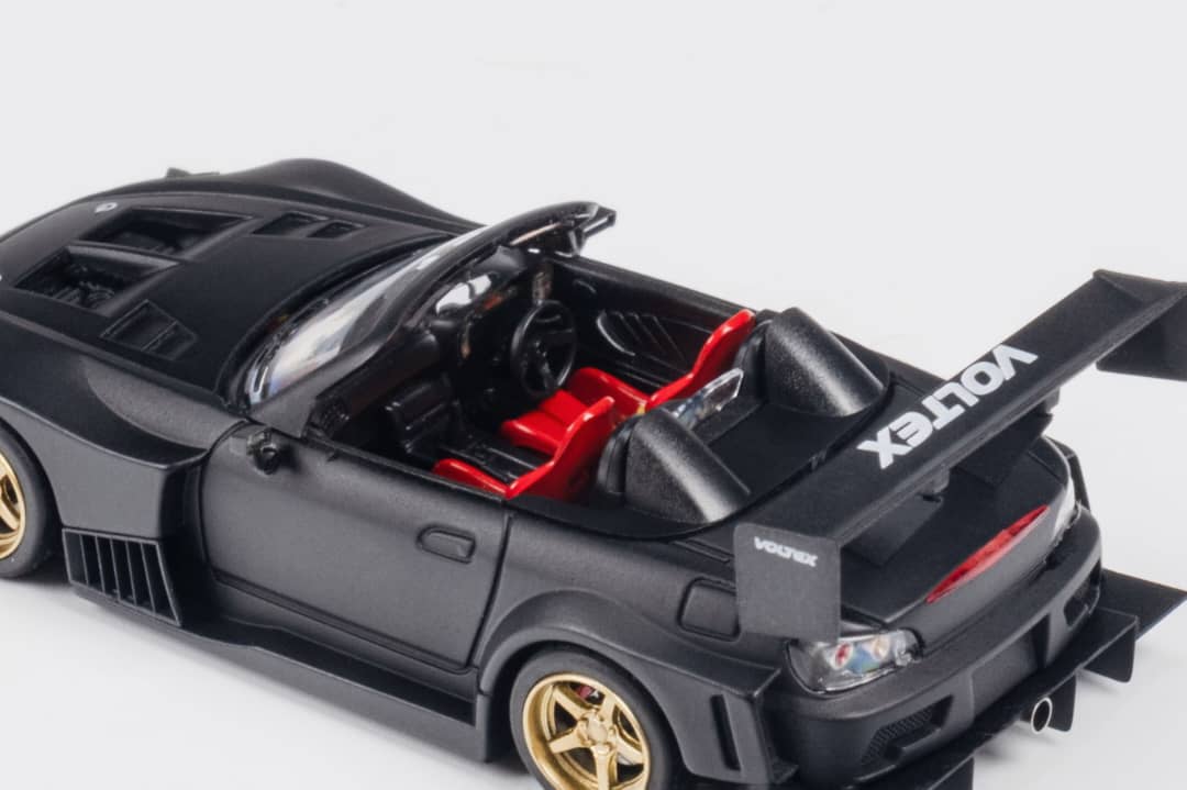 Micro Turbo 1/64 J's Racing Honda S2000 Time Attack Race Car in Matte Black