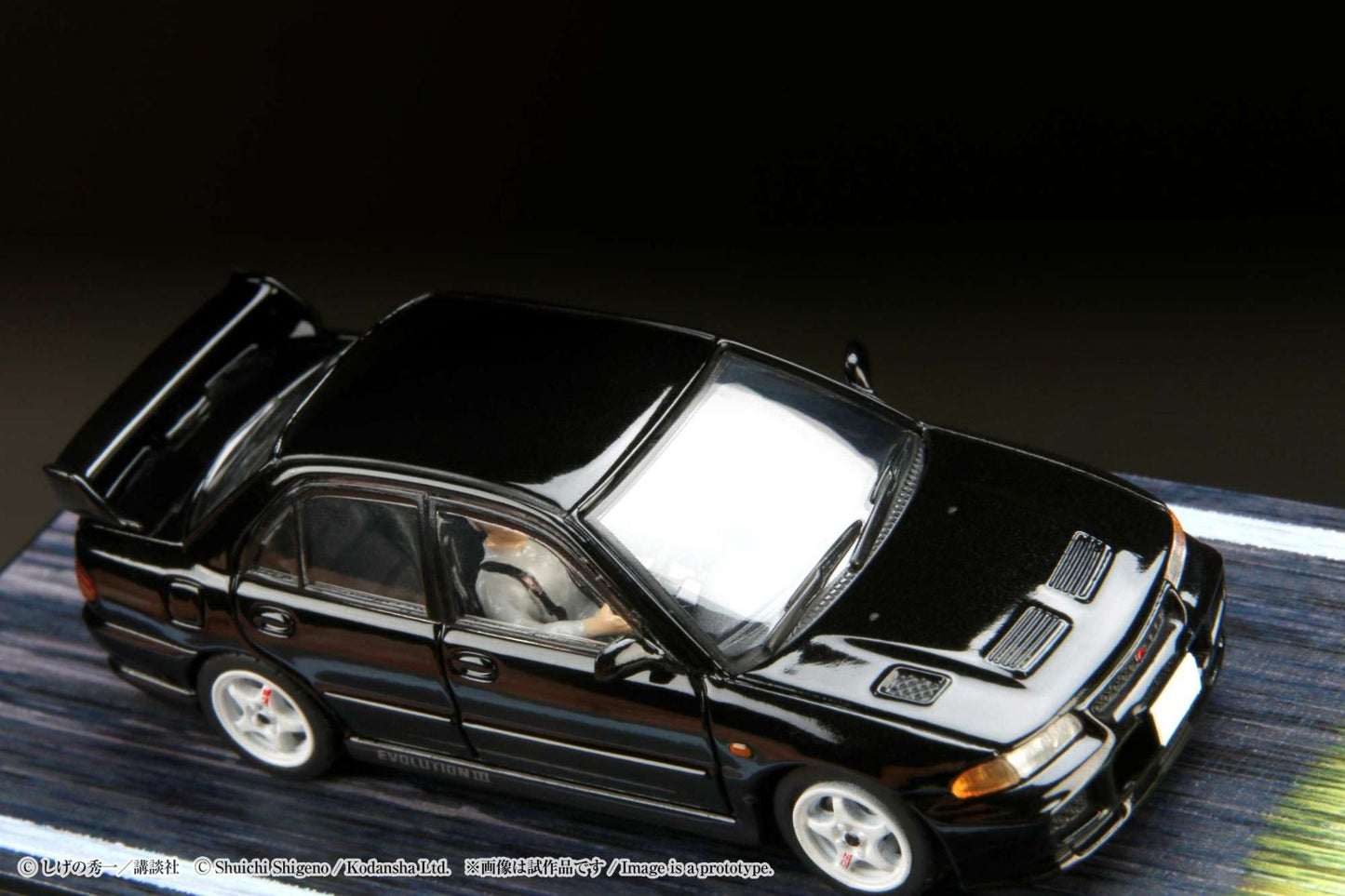 Hobby Japan 1/64 Mitsubishi Lancer RS Evolution Ⅲ - Initial D VS Ryosuke Takahashi with Kyoichi Sudo Figure