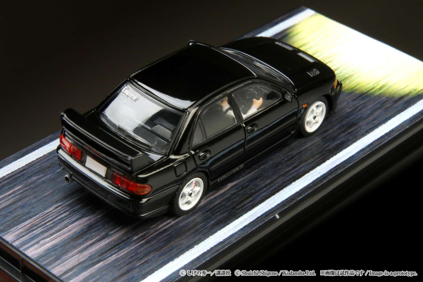 Hobby Japan 1/64 Mitsubishi Lancer RS Evolution Ⅲ - Initial D VS Ryosuke Takahashi with Kyoichi Sudo Figure