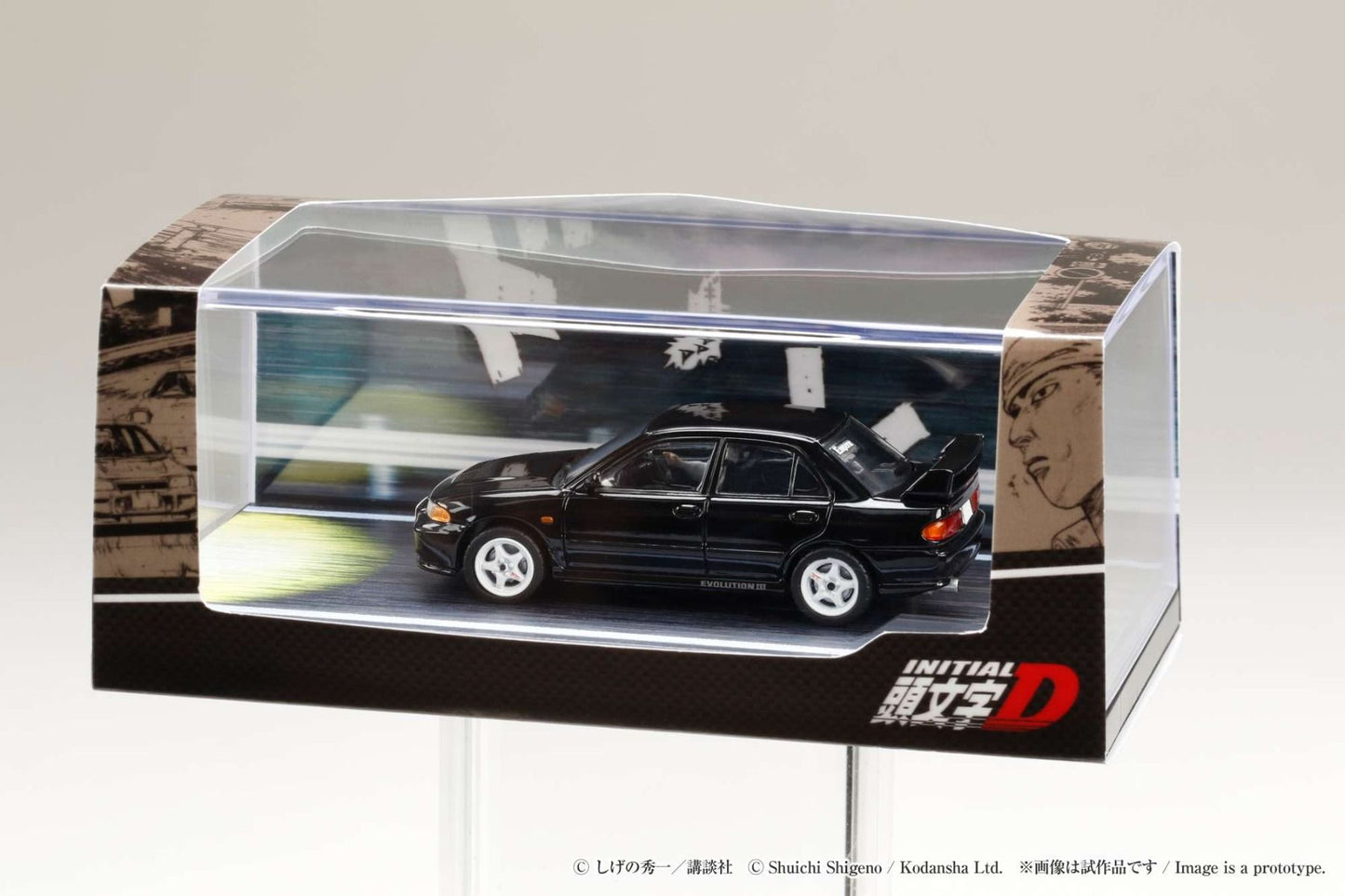 Hobby Japan 1/64 Mitsubishi Lancer RS Evolution Ⅲ - Initial D VS Ryosuke Takahashi with Kyoichi Sudo Figure
