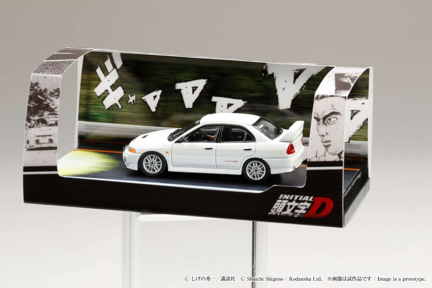 Hobby Japan 1/64 Mitsubishi Lancer RS Evolution Ⅳ - Initial D VS Takumi Fujiwara with Seiji Iwaki Figure
