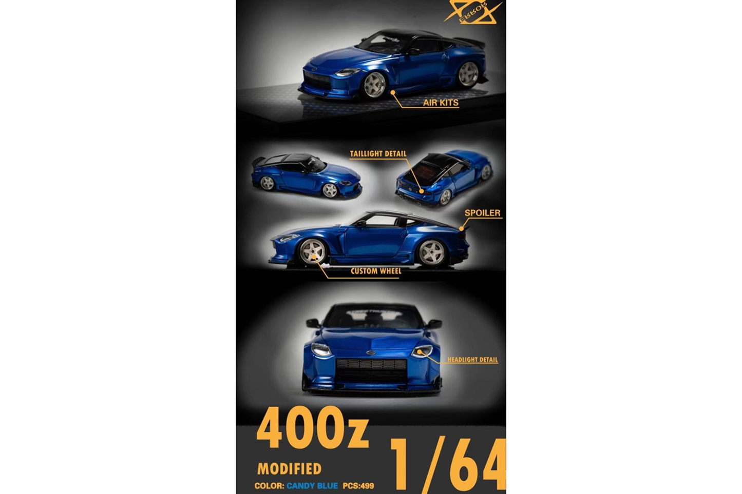 Error 404 Model 1/64 Nissan 400Z in Candy Blue "Street Hunter Designs Widebody"