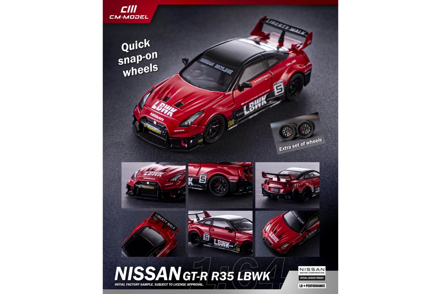 CM Model 1/64 Nissan 35GTRR LBWK Super Silhouette Red #5