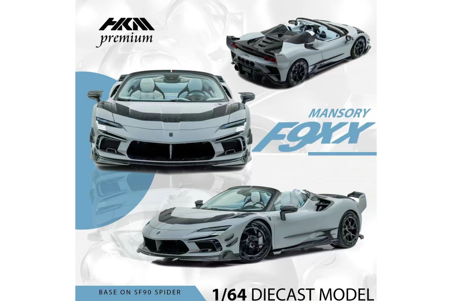 HKM Model 1/64 Mansory F9XX in Gray (Based on Ferrari SF90 Spyder)