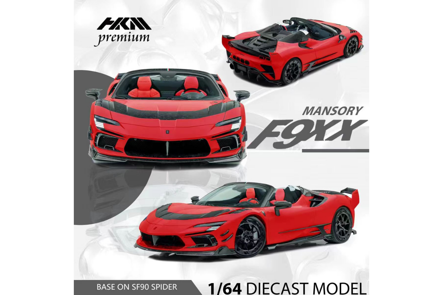 HKM Model 1/64 Mansory F9XX in Red (Based on Ferrari SF90 Spyder)