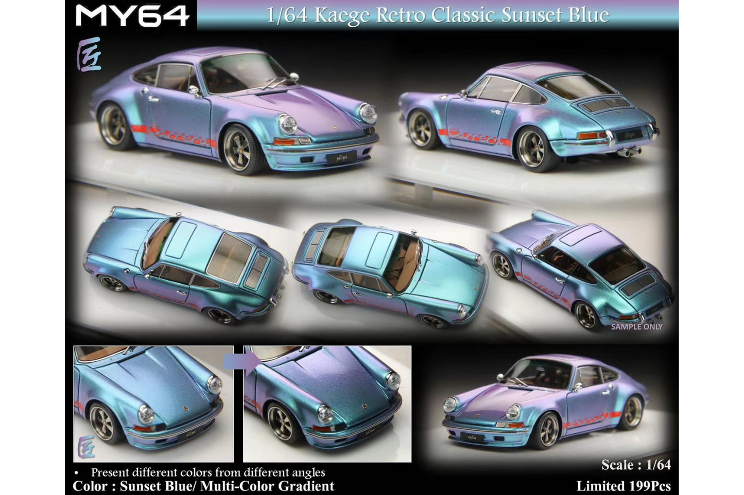 MY64 1/64 Kaege Retro Classic in Sunset blue