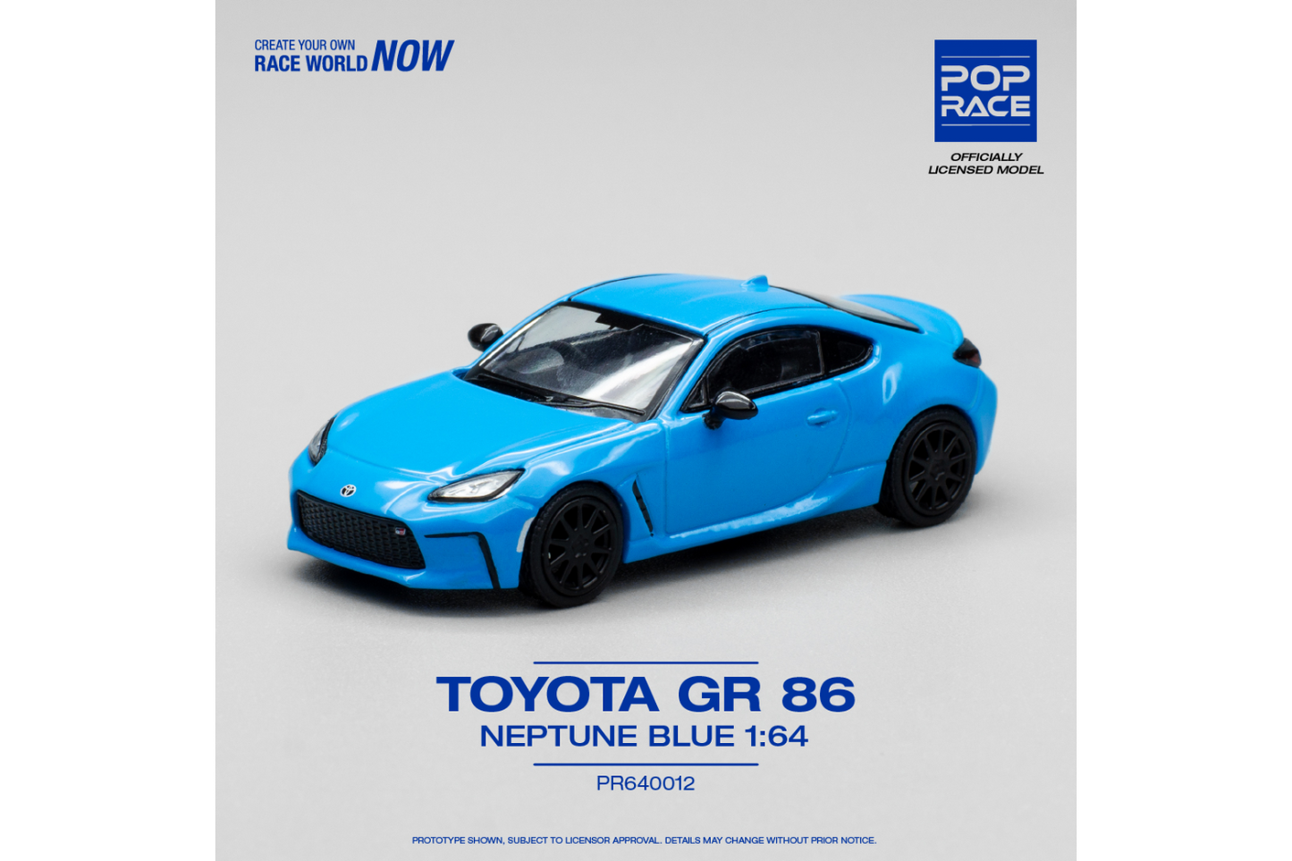 Pop Race 1/64 Rocket Bunny Toyota GR86 in Neptune Blue