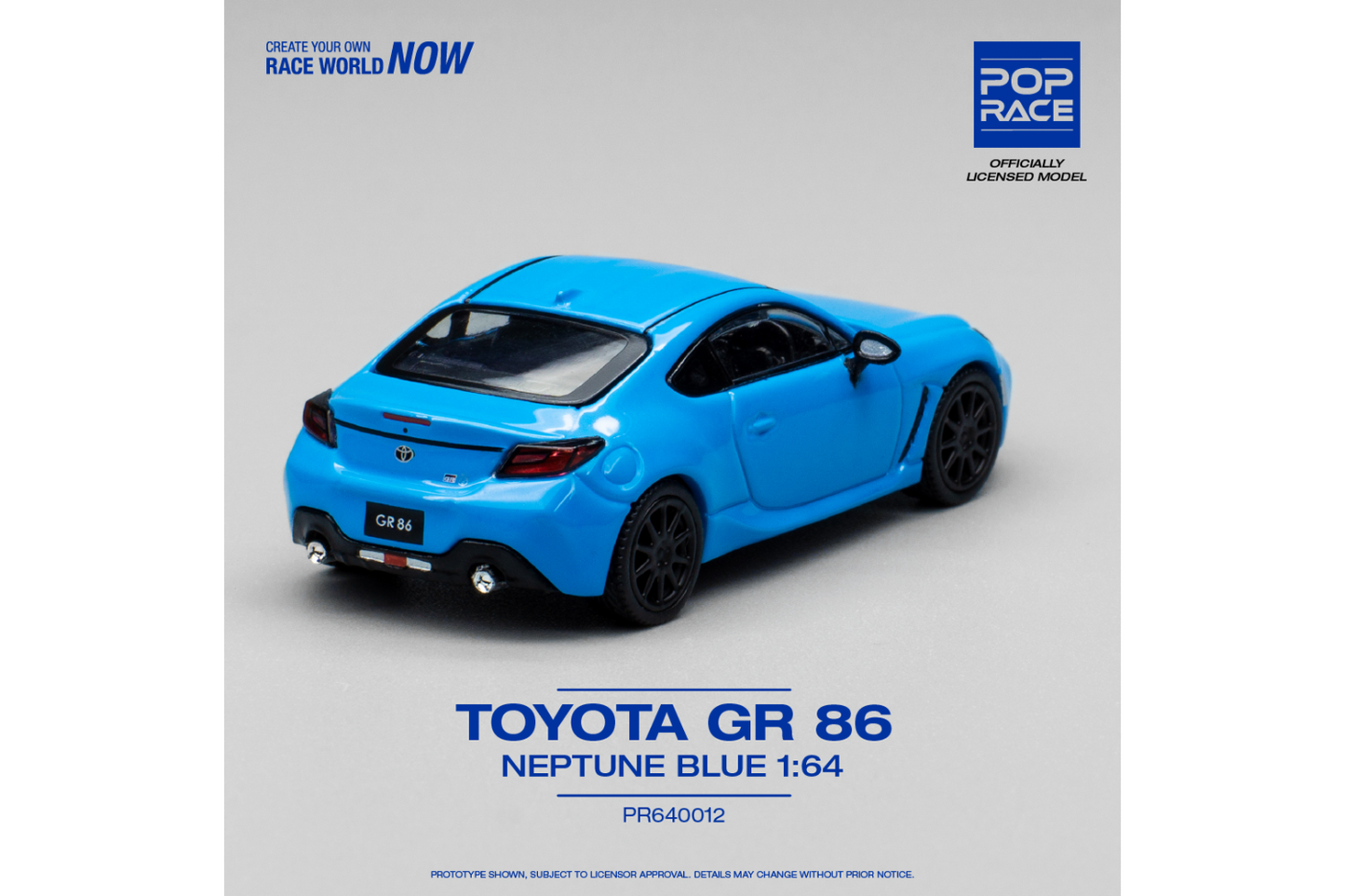 Pop Race 1/64 Rocket Bunny Toyota GR86 in Neptune Blue