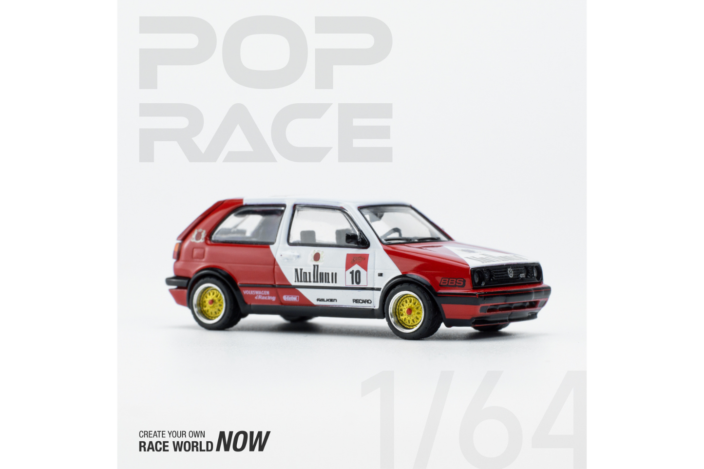 Pop Race 1/64 Volksagen Golf GTI MK2 in Red/White