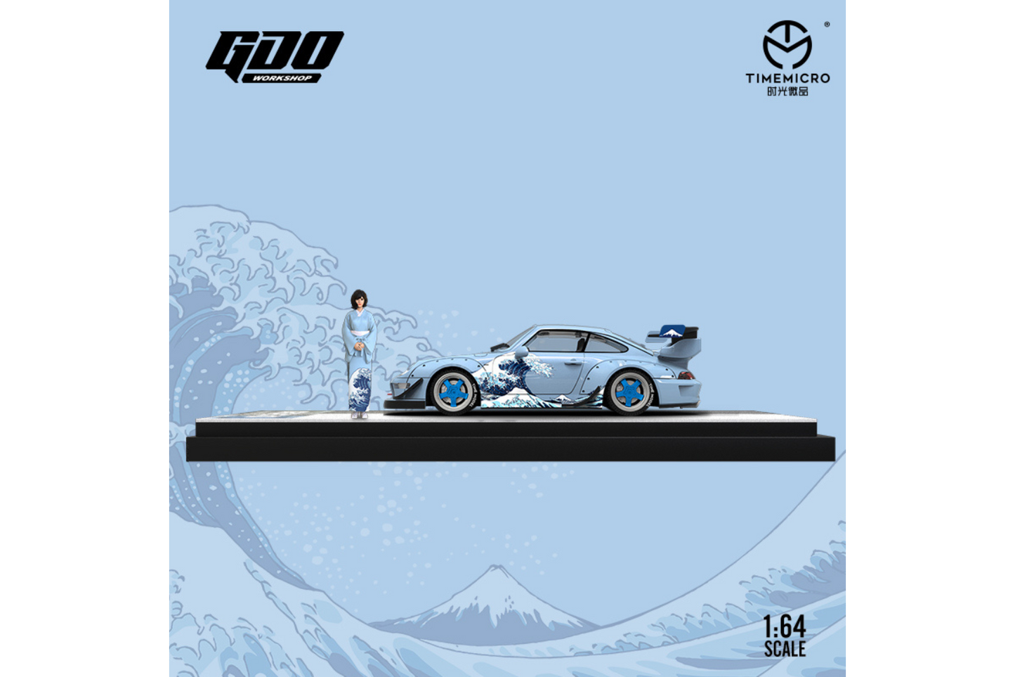 Time Micro x GDO 1/64 Porsche 911 RWB993 in Kanagawa Surfing Livery