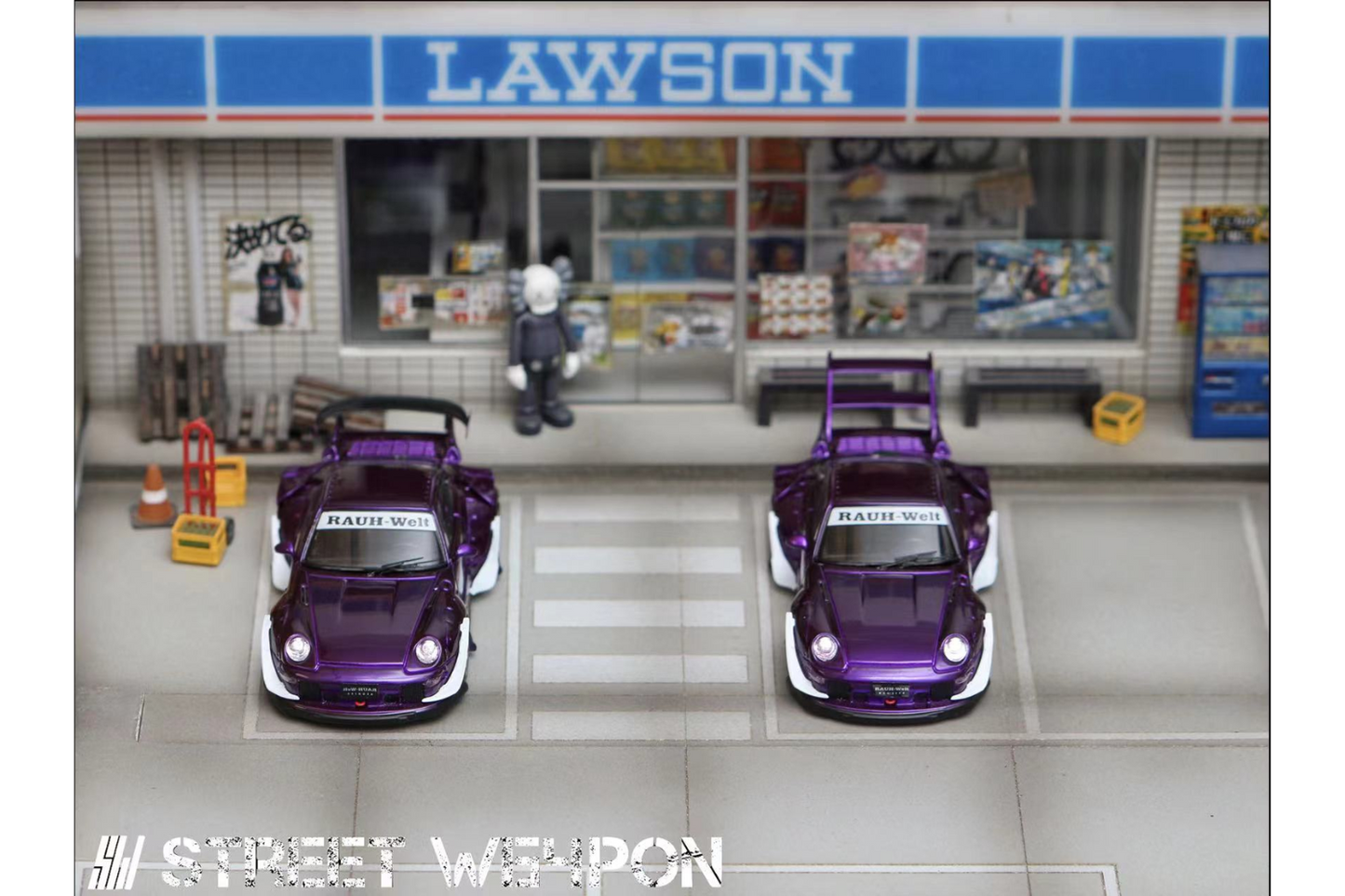 Street Weapon 1/64 Porsche RWB 993 Army Girl in Electric Purple