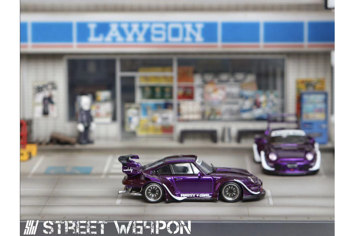 Street Weapon 1/64 Porsche RWB 993 Army Girl in Electric Purple