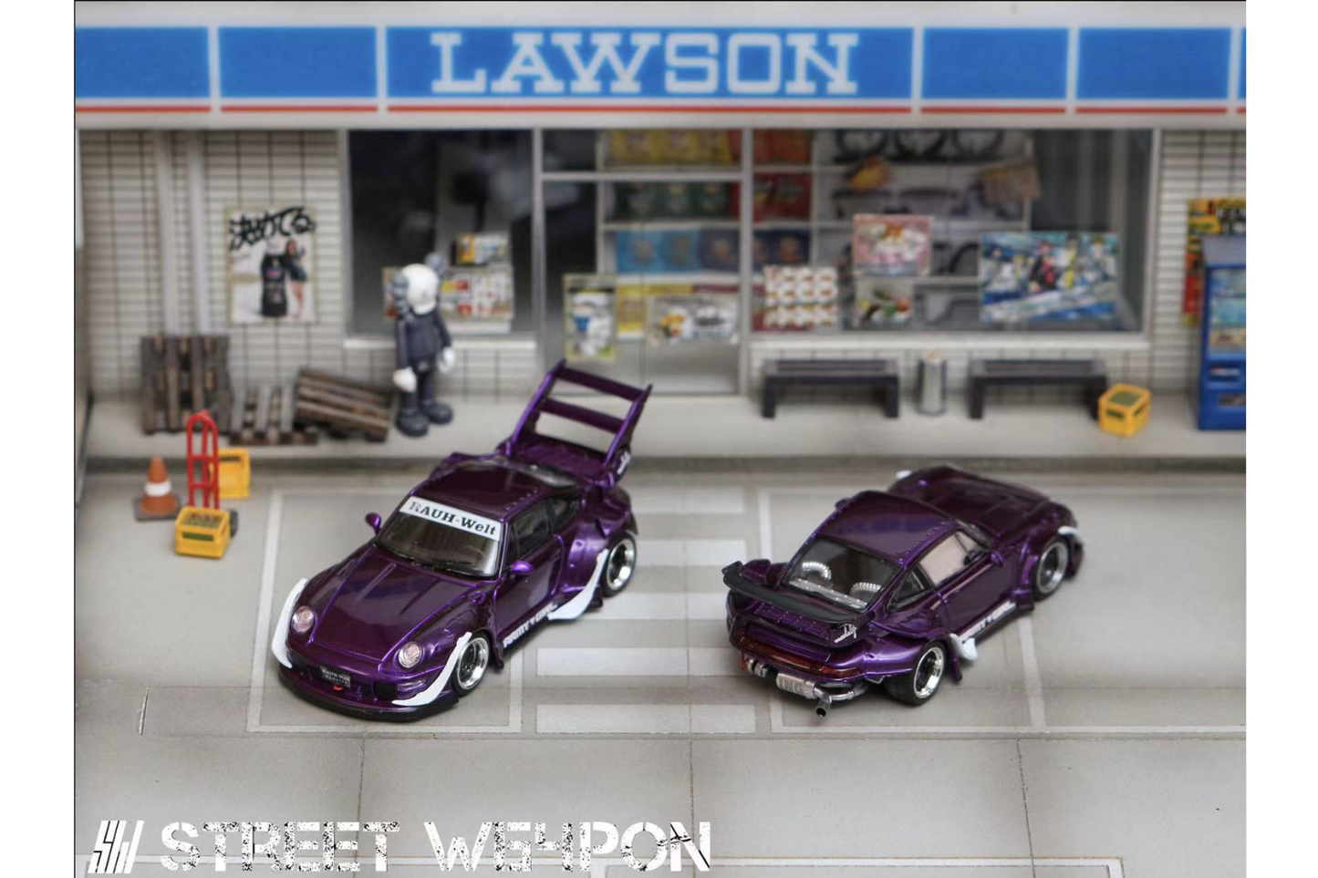 Street Weapon 1/64 Porsche RWB 993 Army Girl in Electric Purple