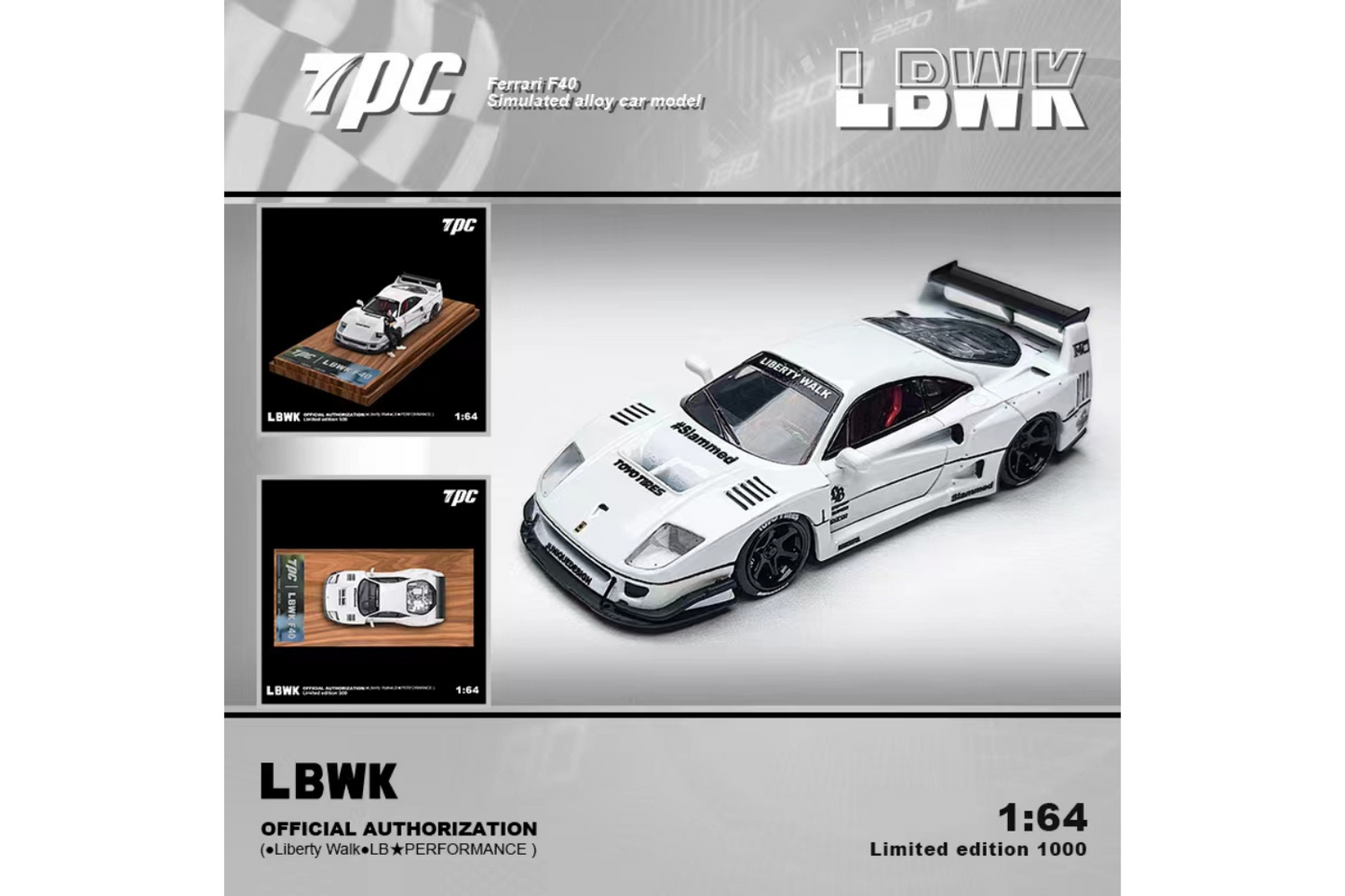 TPC 1/64 LBWK Ferrari F40 in White