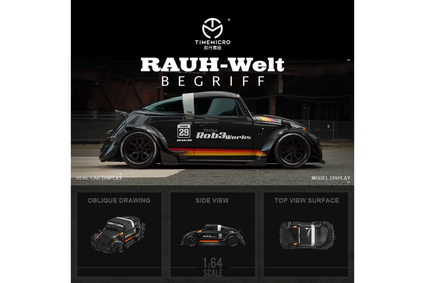 Time Micro 1/64 RWB Volkswagen Beetle in Black