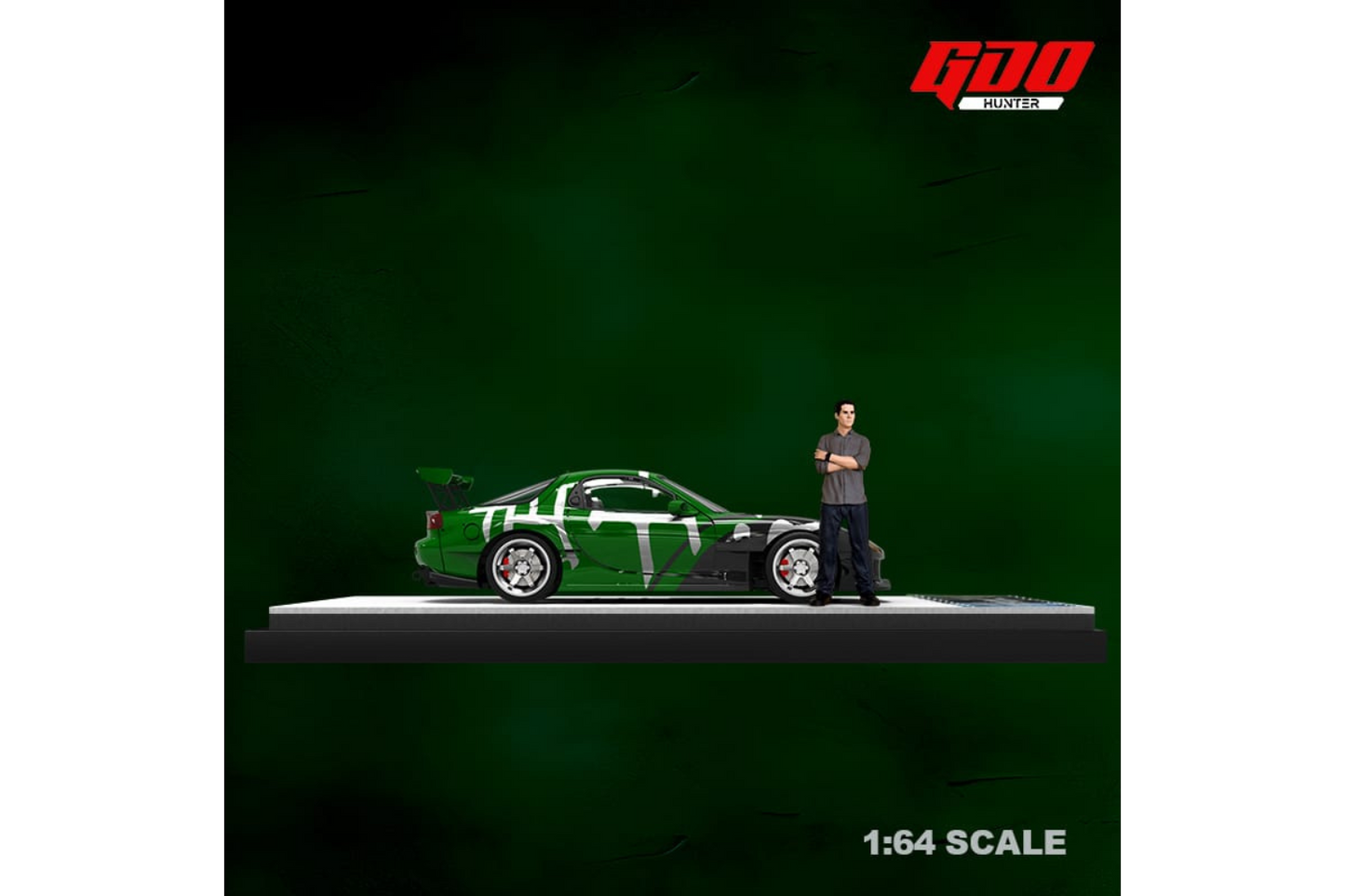 Time Micro x GDO 1/64 Mazda RX-7 (FD3S) Need For Speed Carbon Kenji Bushido Green Livery