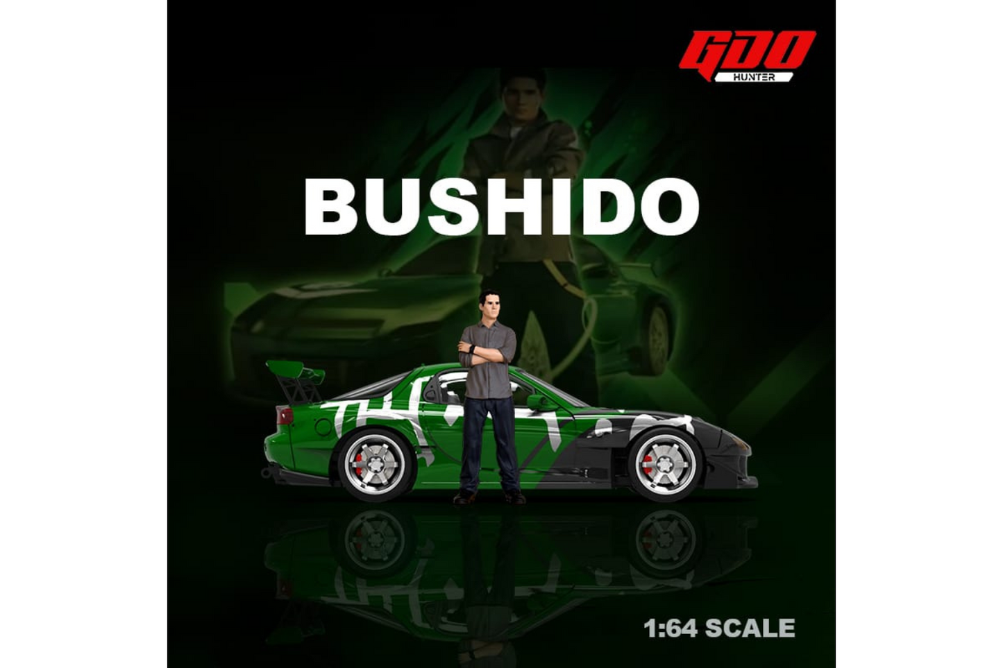 Time Micro x GDO 1/64 Mazda RX-7 (FD3S) Need For Speed Carbon Kenji Bushido Green Livery