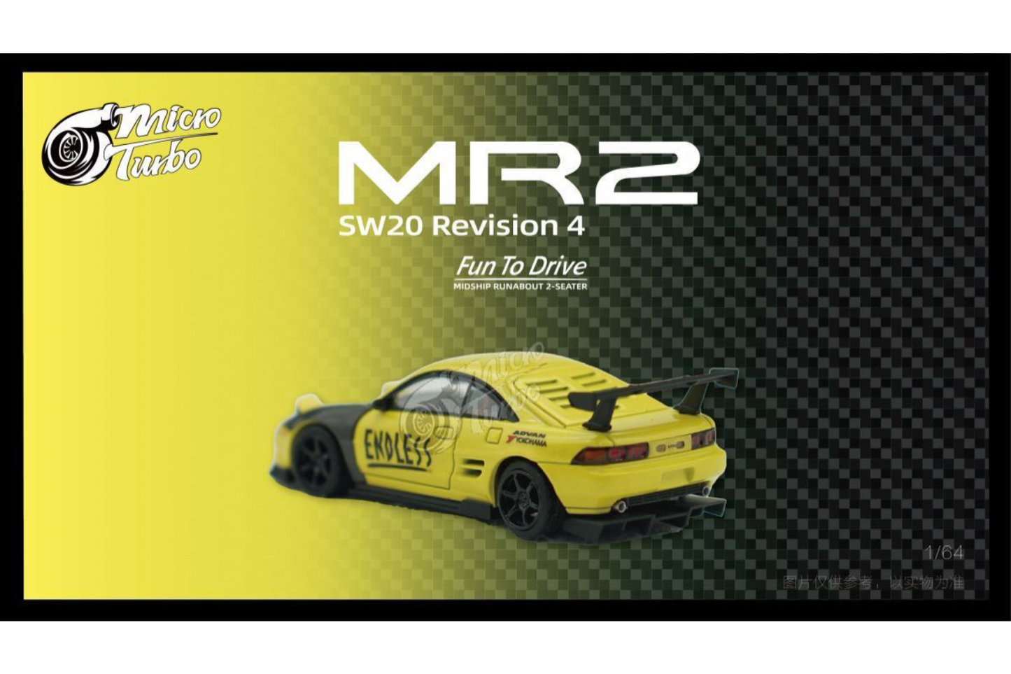 Micro Turbo 1/64 Toyota MR2 "Endless" in Yellow Hong Kong Limited Edition