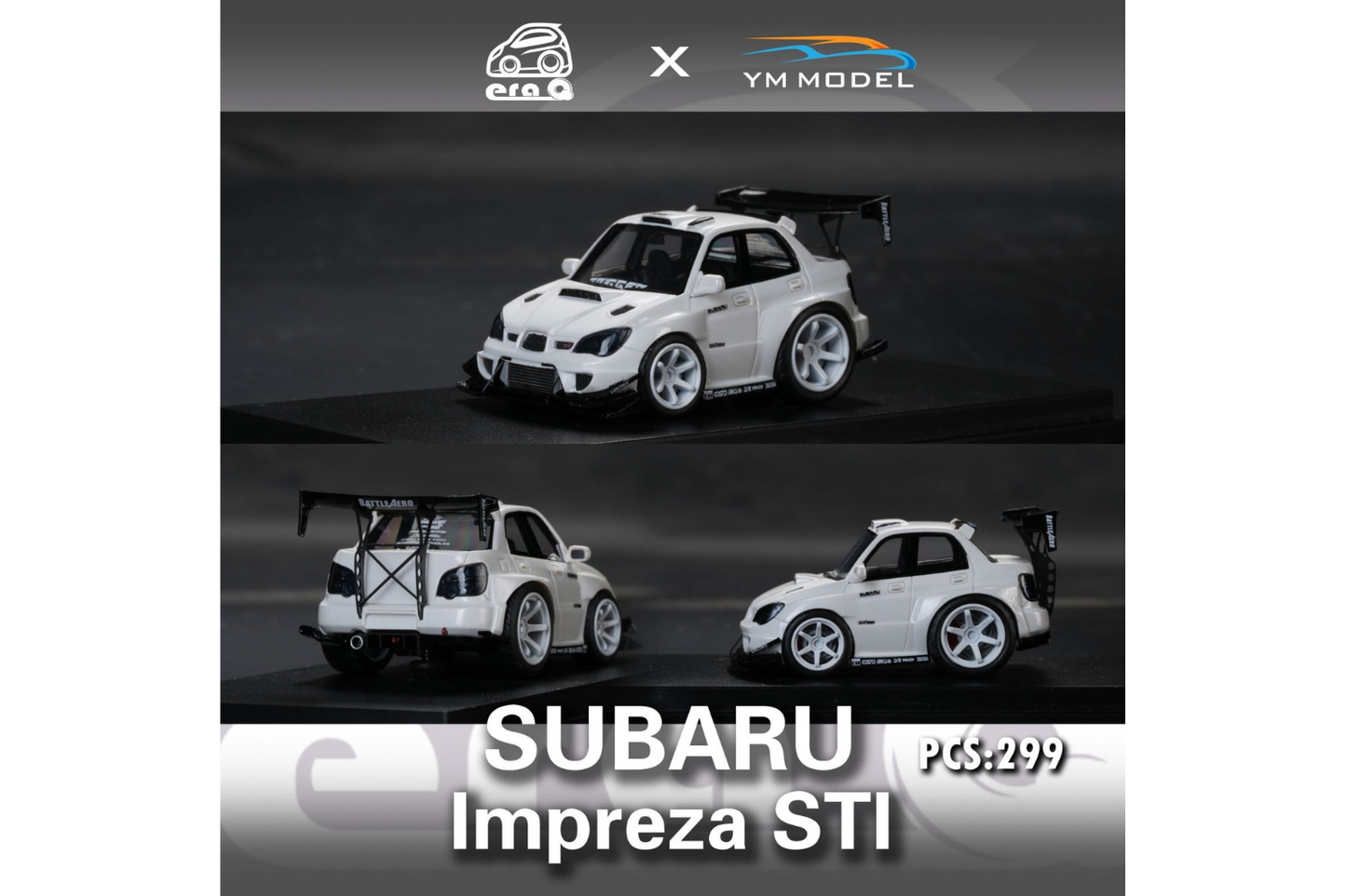 YM Model x Era Q 1/64 Subaru Impreza WRX STI in White
