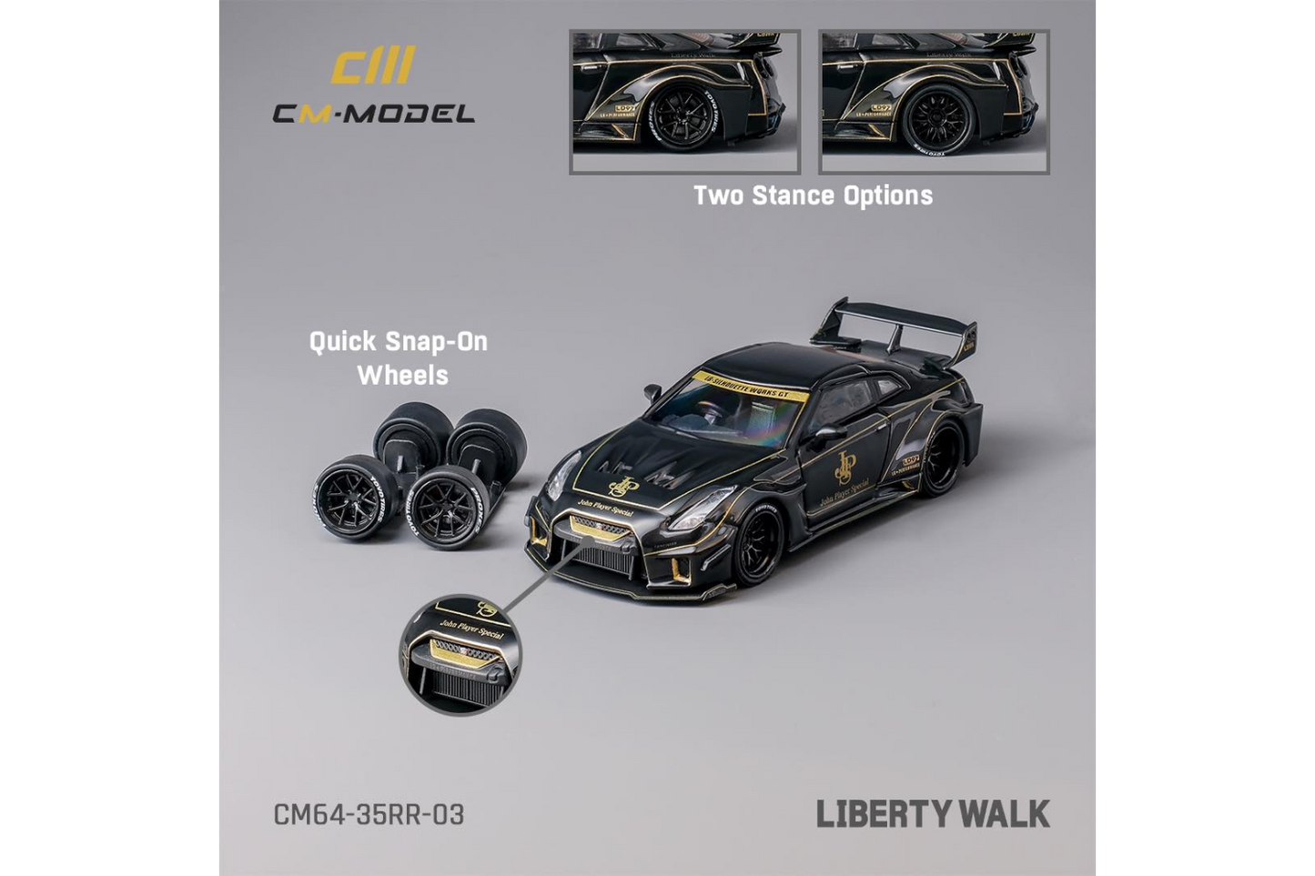 CM Model 1/64 Nissan 35GTRR LBWK Super Silhouette in Black JPS Livery