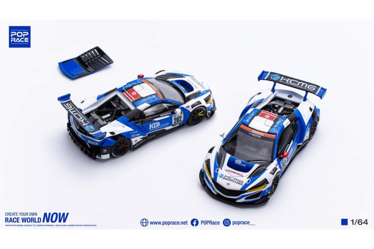 PREORDER* Pop Race 1/64 Honda NSX GT3 EVO22 EVA Test Type-01 KCMG #20