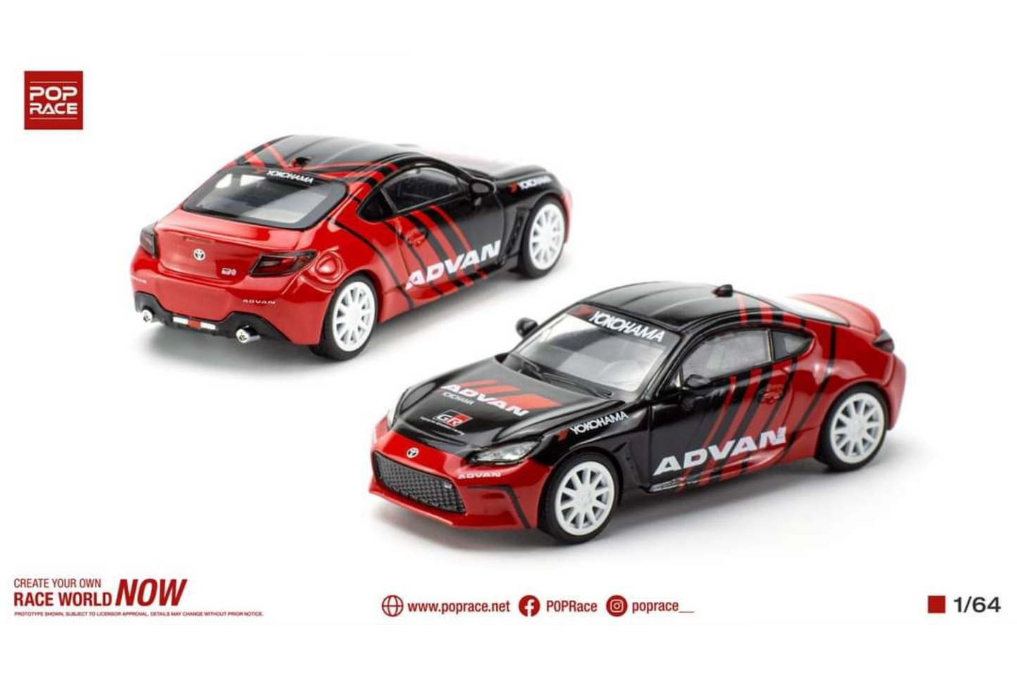 Pop Race 1/64 Rocket Bunny Toyota GR86 in Advan Livery
