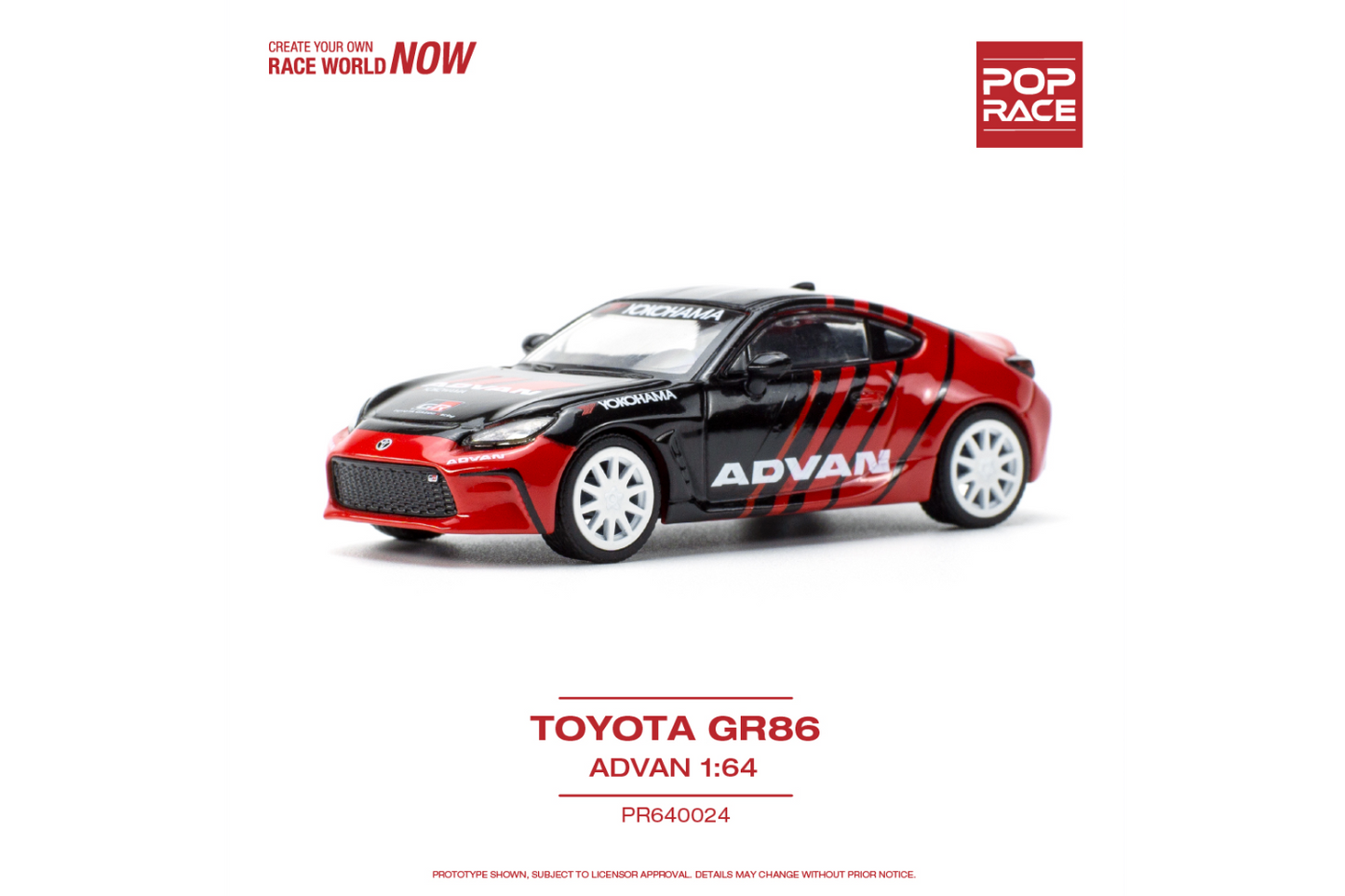 Pop Race 1/64 Rocket Bunny Toyota GR86 in Advan Livery