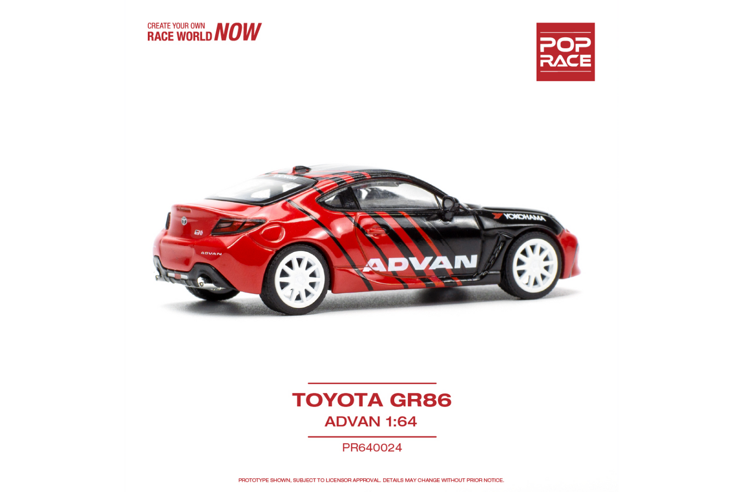 Pop Race 1/64 Rocket Bunny Toyota GR86 in Advan Livery